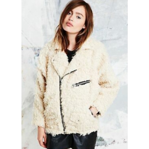 UNIF SHAGGY CREAM MOTO JACKET - Picture 5 of 13